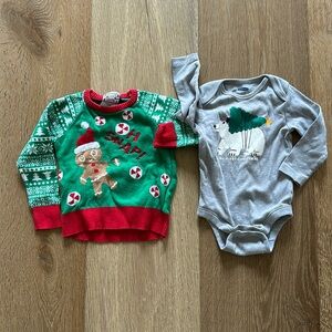 Christmas sweater and romper 12-18 mo